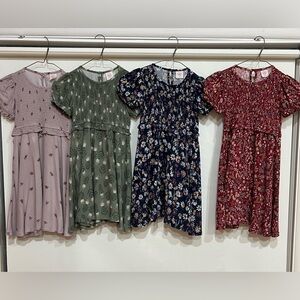 Girls' Floral Smocked Waist Dress - Multiple Colors
